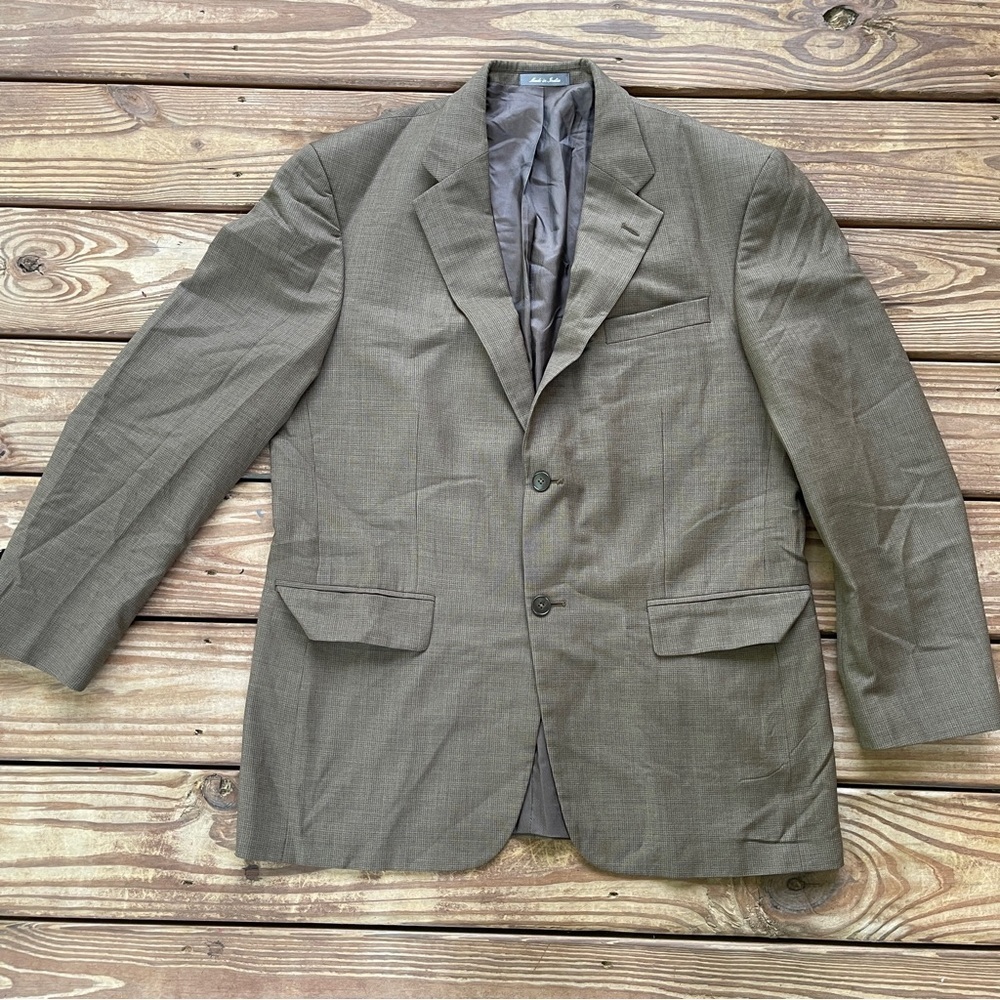 Oscar de la Renta 100% Wool Blazer Mens 42R Brown Sport Coat Classic Jacket